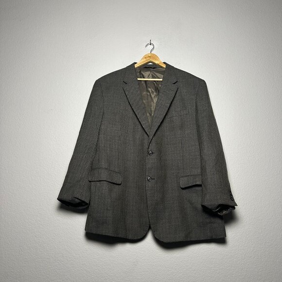 Jos A Bank Executive Wool Blazer Sport Coat Mens 50R Grey Houndstooth Checkered - Picture 1 of 16